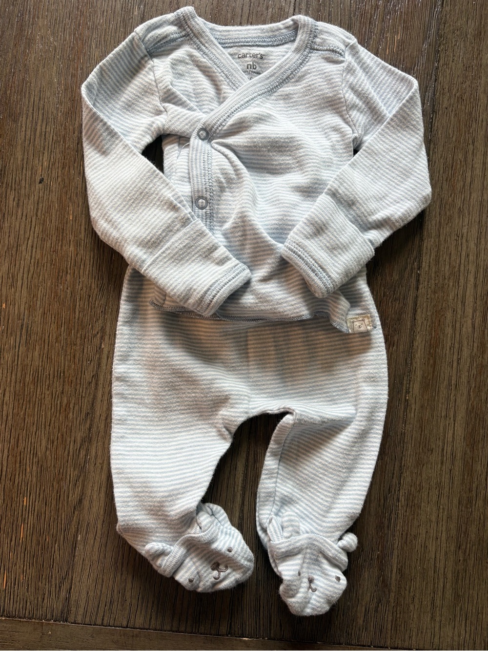 Carter's Light Blue Stripe Baby Two-Piece Snap Front Shirt and Pants Outfit
